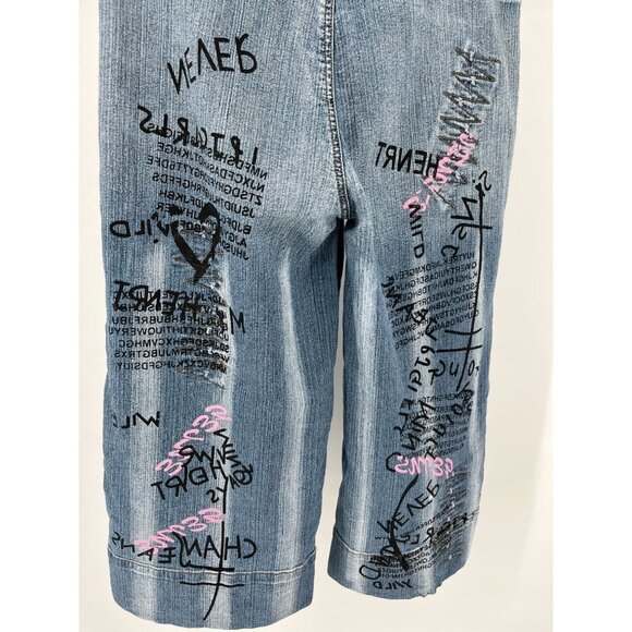 Drama Jeans Graffiti Crop Jeans Size 13 Distressed Juniors - Picture 7 of 13
